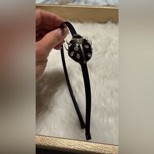 Kenneth Jay Lane Black Enamel and Crystal Studded Headband